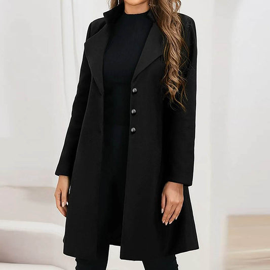 Buy Center Women's Lapel Trench Coat - Elegant Winter Fleece Jacket - Buy Center UK