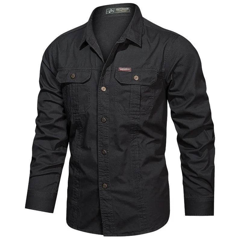 Buy Center Men's Long Sleeve Cargo Shirt - High-Quality Cotton Style - Buy Center UK