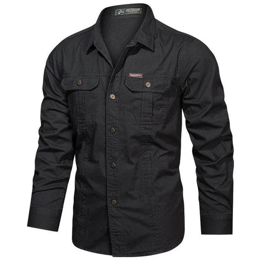 Buy Center Men's Long Sleeve Cargo Shirt - High-Quality Cotton Style - Buy Center UK