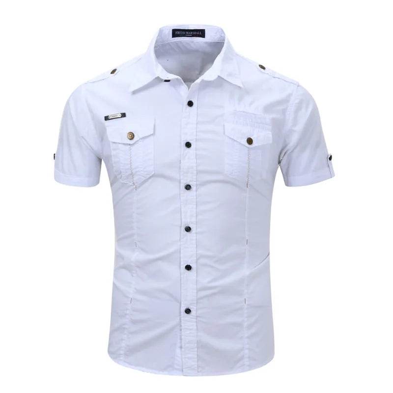 Plus Size 100% Cotton Cargo Shirt - Multi-Pocket Casual Style - Buy Center UK