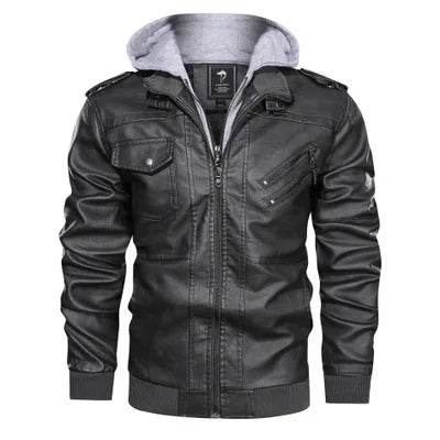 Buy Center Men's Slim-fit PU Leather Hooded Jacket - 2024 Fashion - Buy Center UK