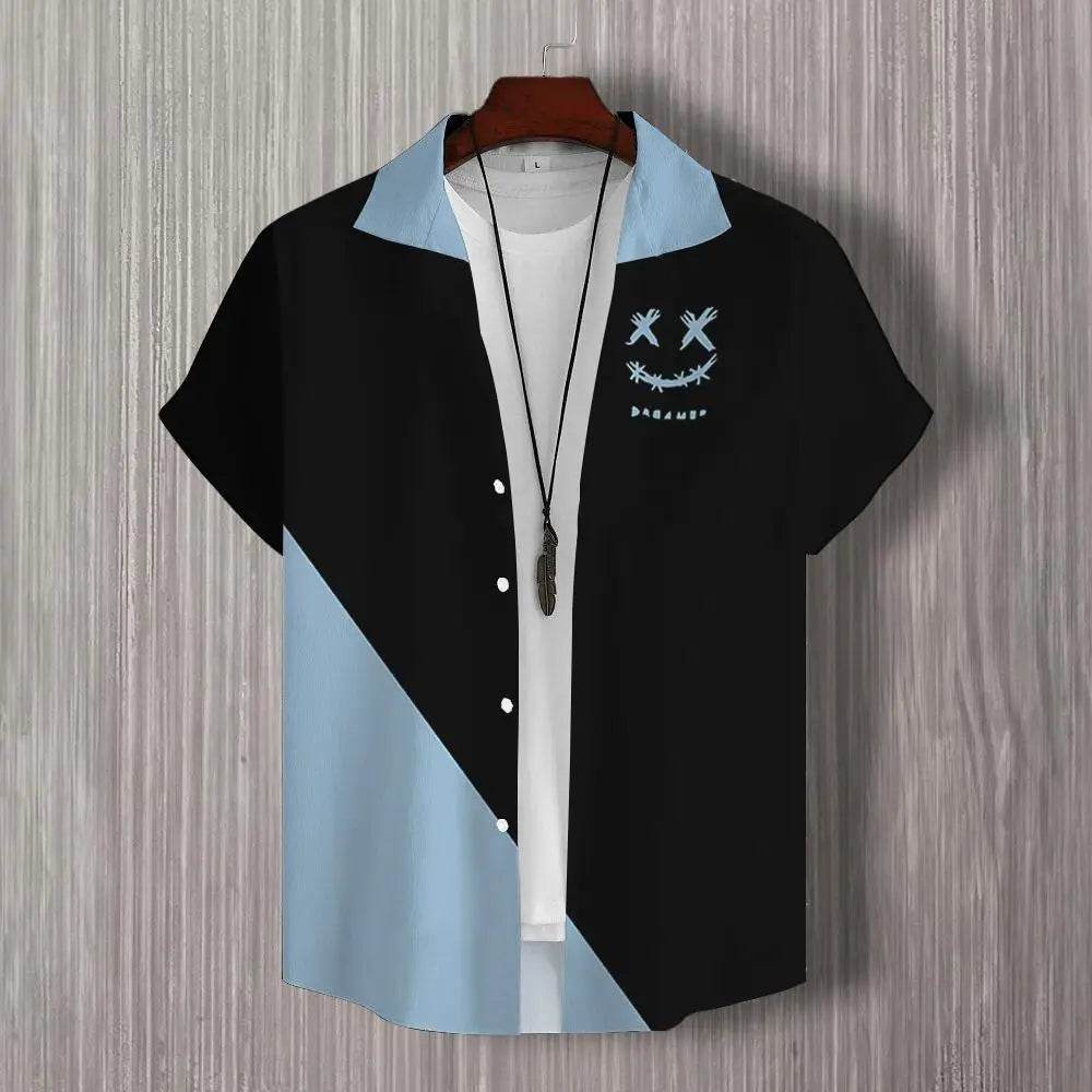 Buy Center 3D Patchwork Print Short Sleeve Shirt - Oversized Hawaiian Style - Buy Center UK