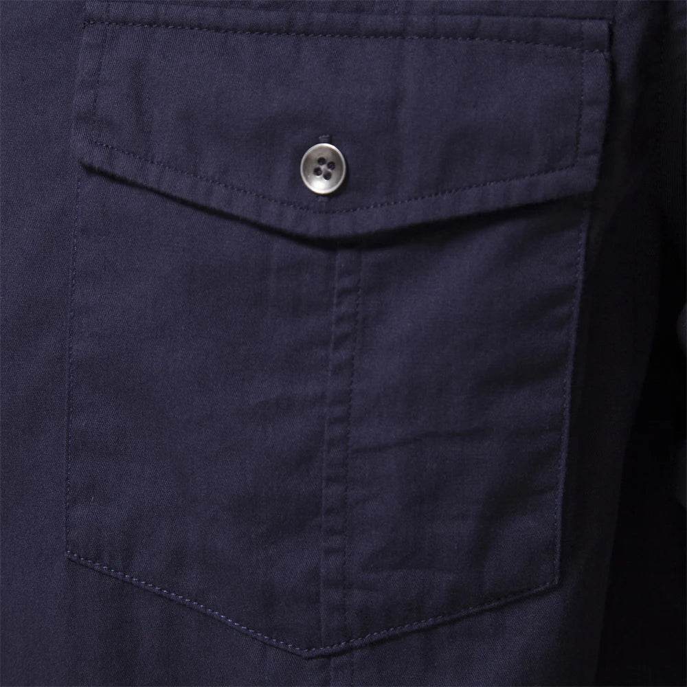 AIOPESON 2023 Men’s Military Style Pocket Shirt - 100% Cotton Slim Fit - Buy Center UK
