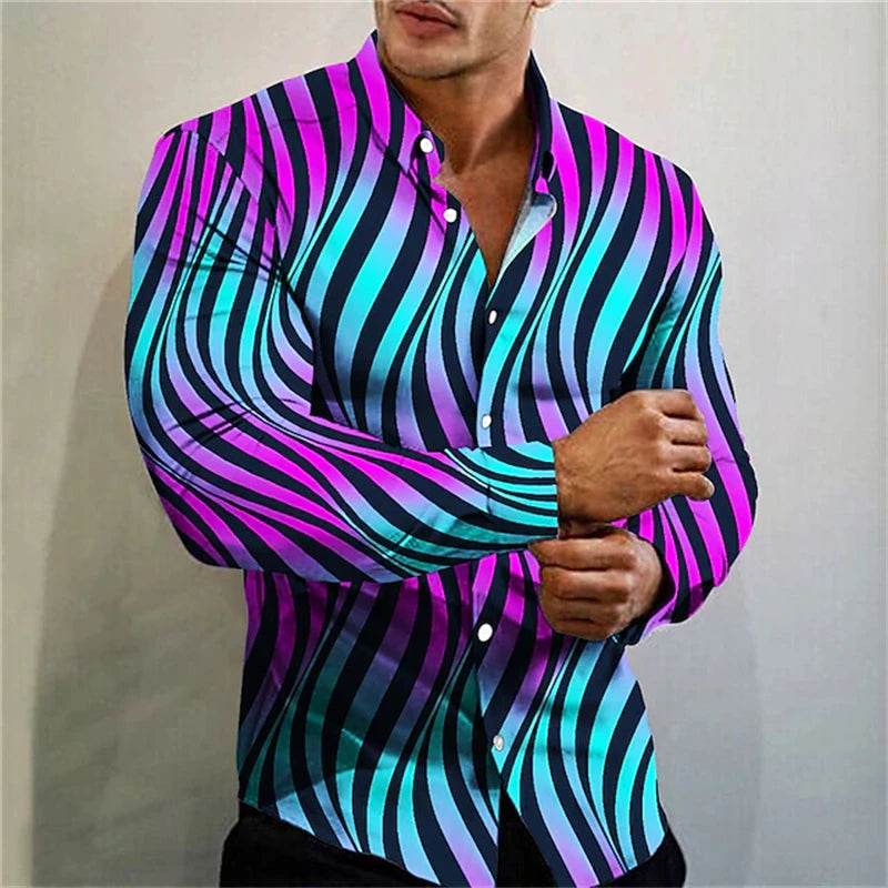 Buy Center Men's Blue Striped Hawaiian Shirt - Summer Beach Style - Buy Center UK
