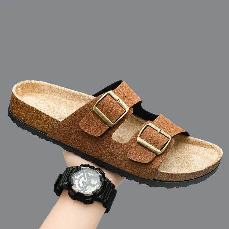 Buy Center Men's Leather Sandals - Comfortable Slip-On Summer Shoes - Buy Center UK