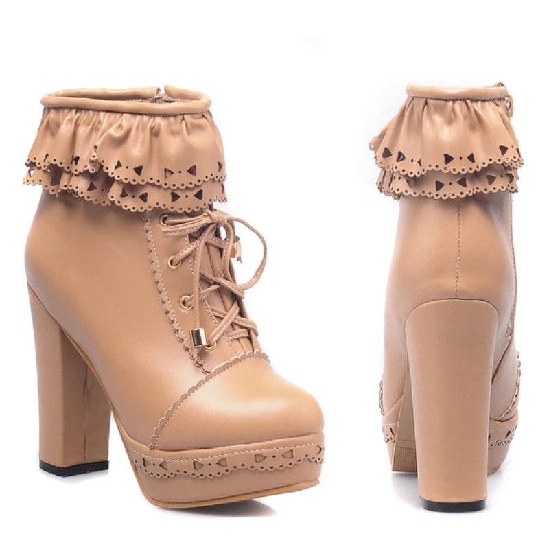 Buy Center Women's Ankle Boots - Platform Footwear in White, Black, Pink - Buy Center UK