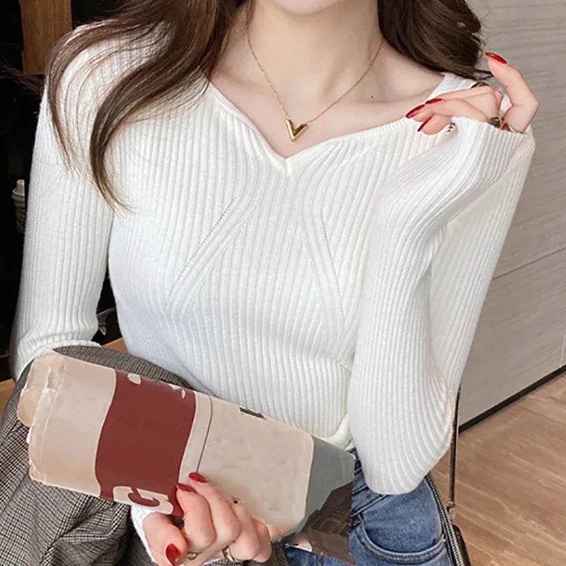 ITOOLIN Women Slim V-Neck Sweater - Cozy Knit for Autumn/Winter - Buy Center UK