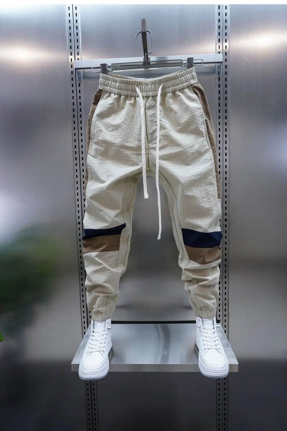 Buy Center Men's Patchwork Jogger Pants - Slim Fit, Elastic Waist - Buy Center UK