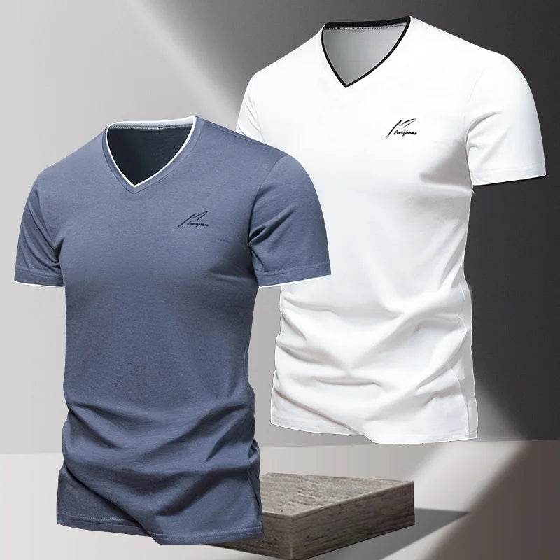Buy Center Men's V-Neck Cotton T-Shirt - Stylish, Breathable Summer Wear - Buy Center UK