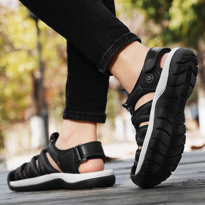 SENLONGBAO Women's Summer Leather Sandals - Comfortable Gladiator Design - Buy Center UK