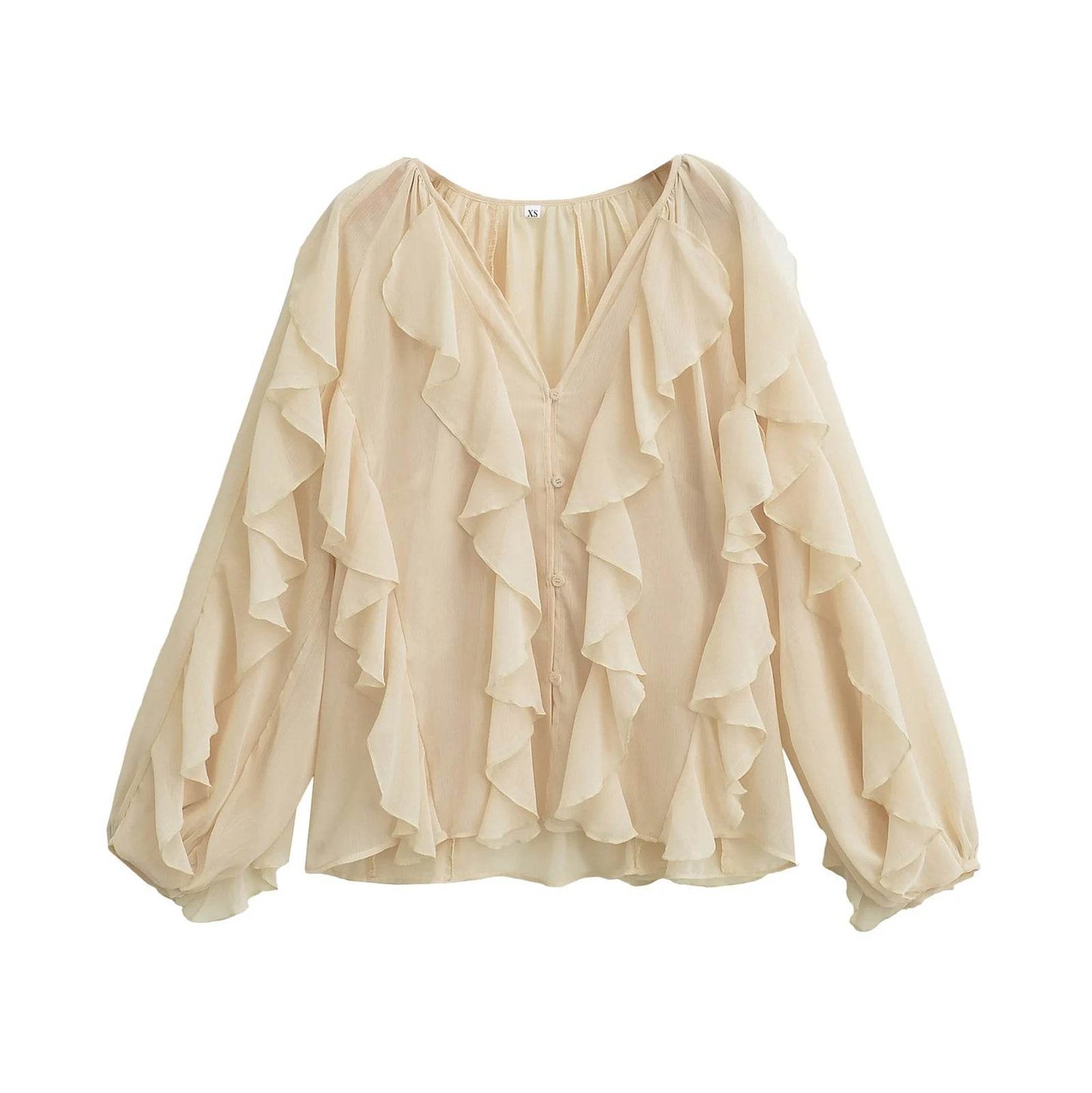 TRAFZA Women's Ruffles Blouses - Elegant V Neck Chic Tops - Buy Center UK