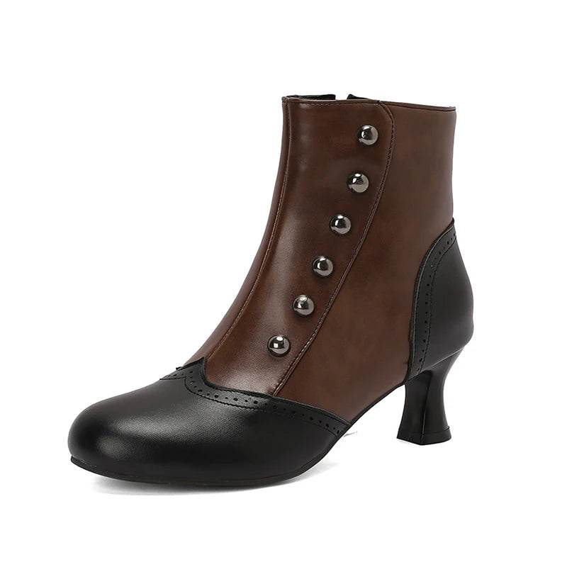 Buy Center Women's Mixed Colours Ankle Boots - Rivets & Kitten Heels - Buy Center UK