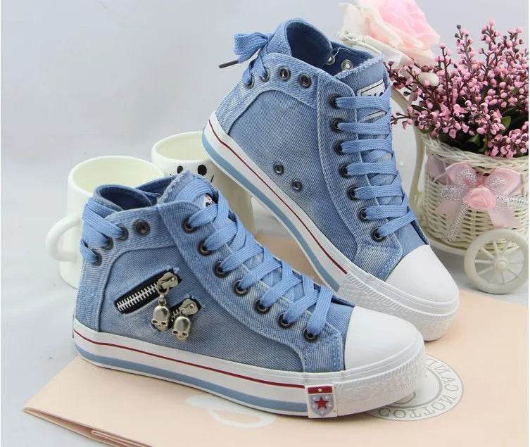 Buy Center Women's High Top Sneakers - Stylish Denim Casual Footwear - Buy Center UK