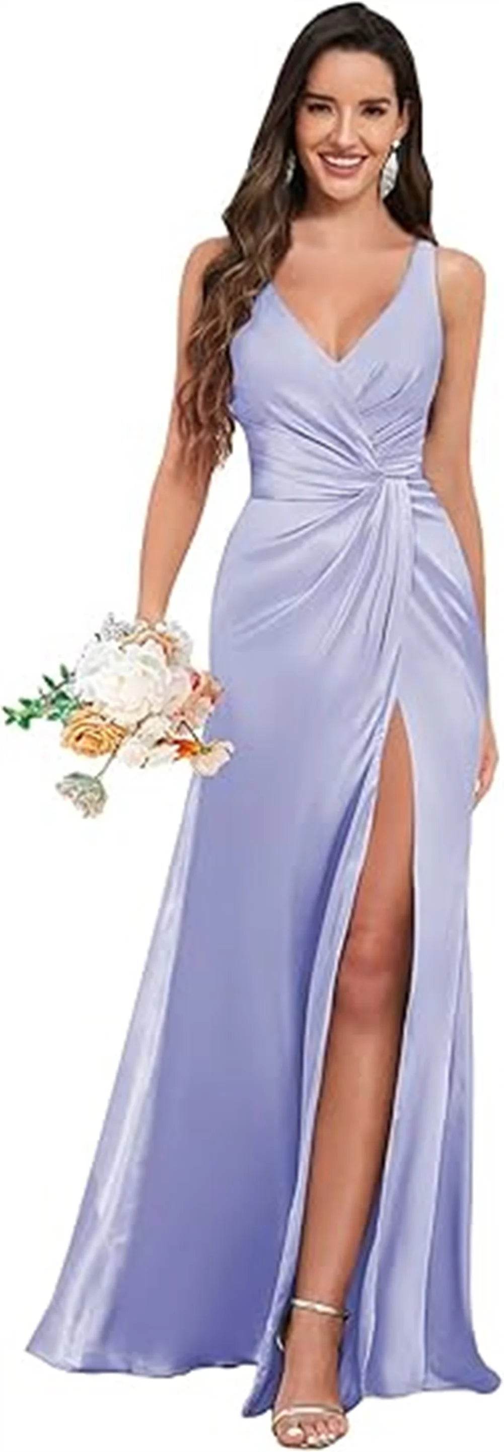 Customized Mermaid Satin Bridesmaid Dresses - Elegant V-Neck Design - Buy Center UK
