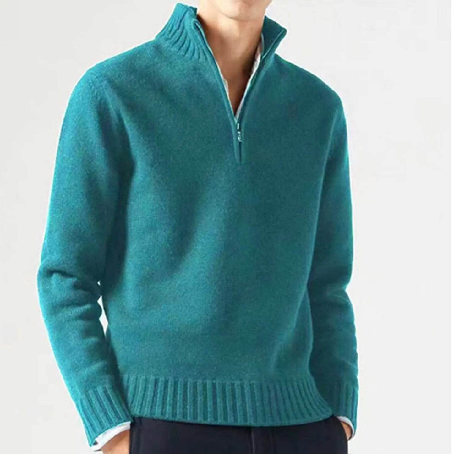 Buy Center Zipper Turtleneck Men's Sweater - Casual Knit Pullover - Buy Center UK