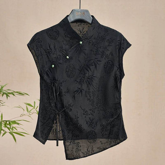 Retro Thin Shirt - Elegant Chinese Style Short Sleeve T-shirt - Buy Center UK