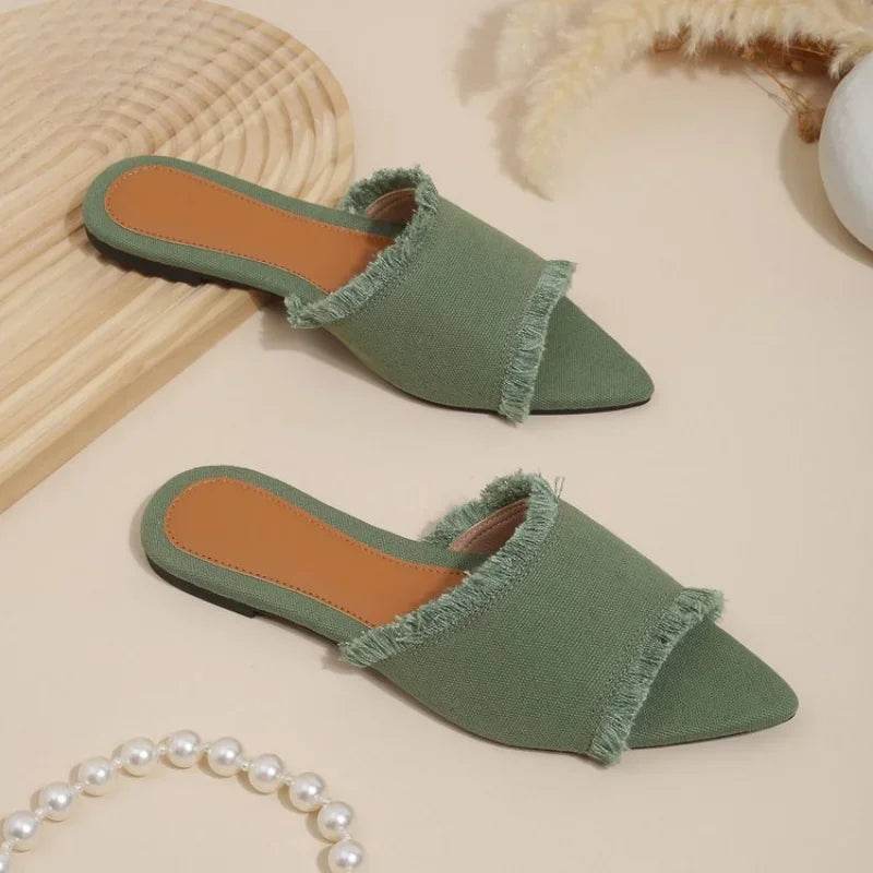 Buy Center Women’s Summer Cowboy Slippers - Casual Pointed Toe Slides - Buy Center UK