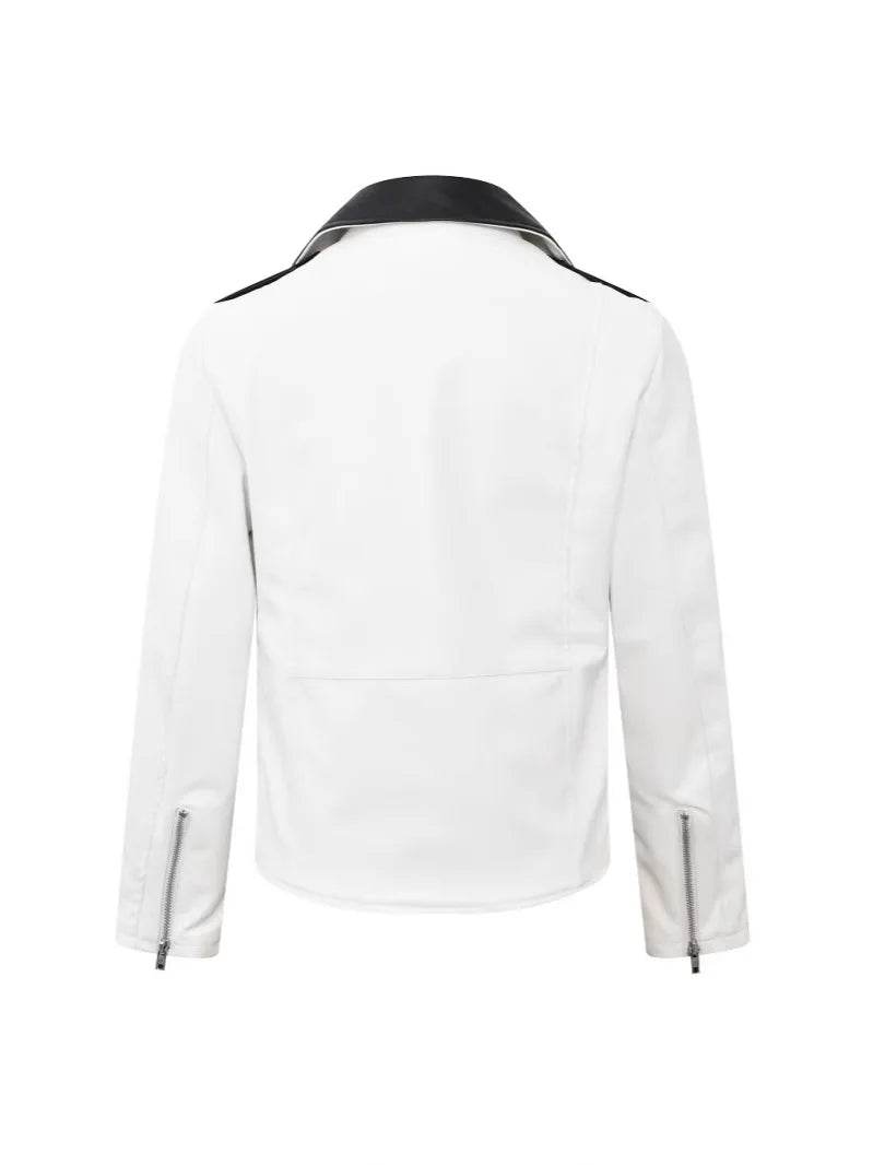Buy Center Men's Motorcycle Leather Jacket - Slim Fit, Oblique Zipper - Buy Center UK
