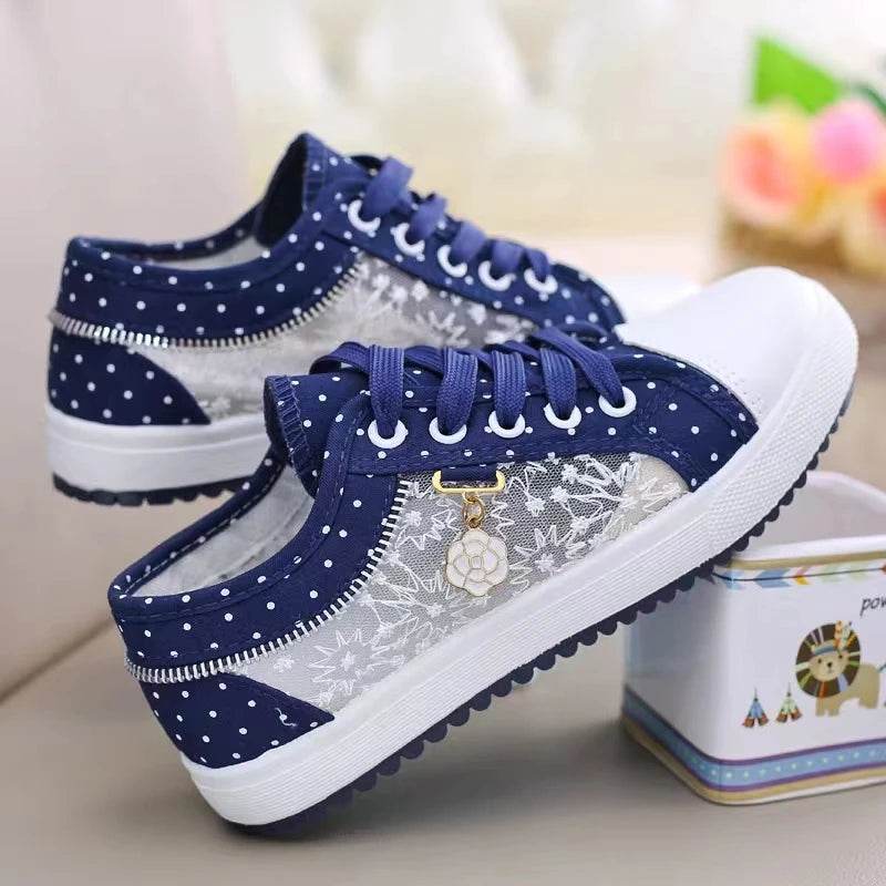 Buy Center Women's Summer Casual Shoes - Breathable Cutout Canvas Sneakers - Buy Center UK