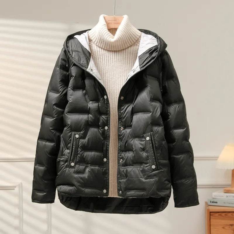 Buy Center 2024 White Duck Down Coat - Lightweight Hooded Jacket - Buy Center UK