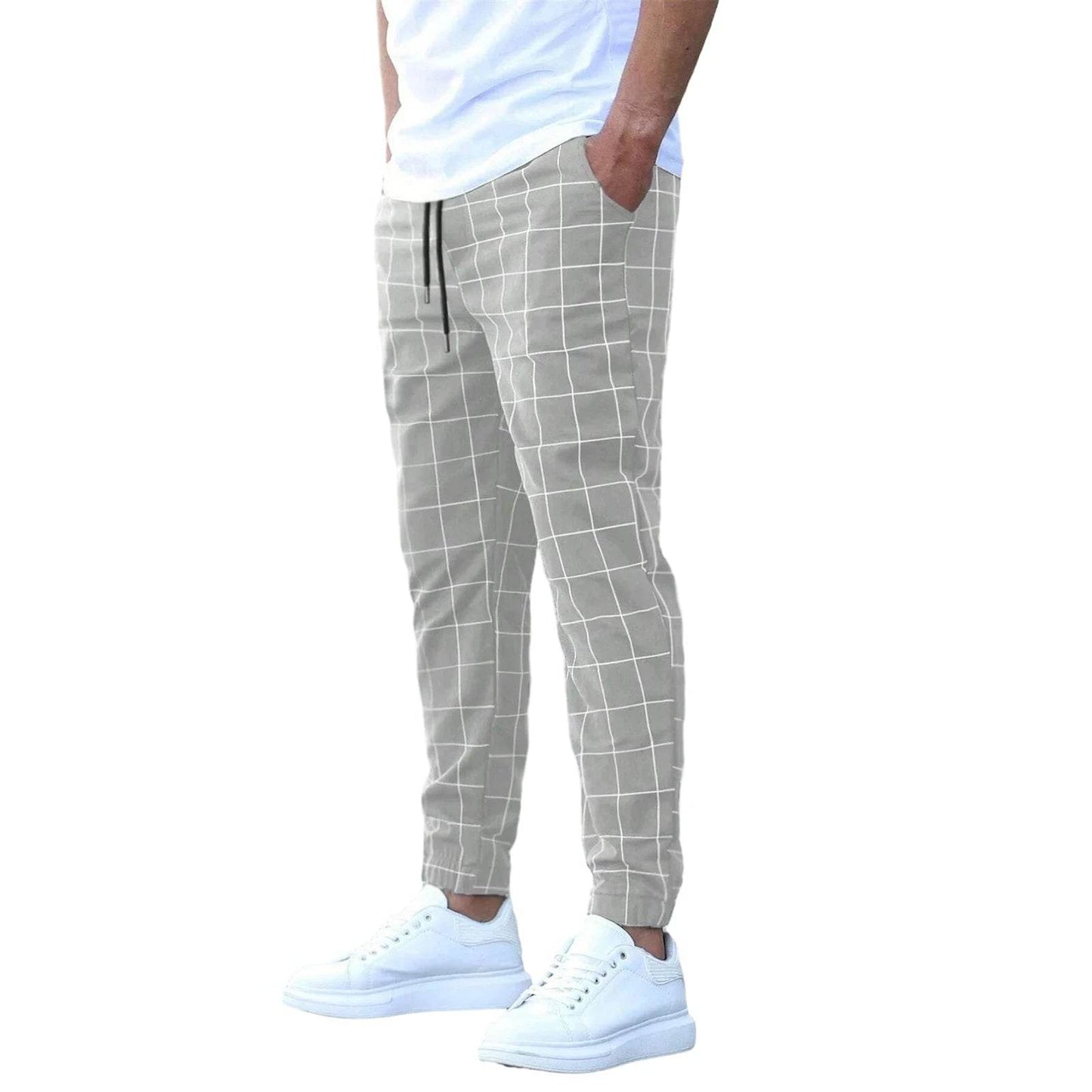 Buy Center Men’s Plaid Pants - Elastic Waist Casual Trousers with Pockets - Buy Center UK