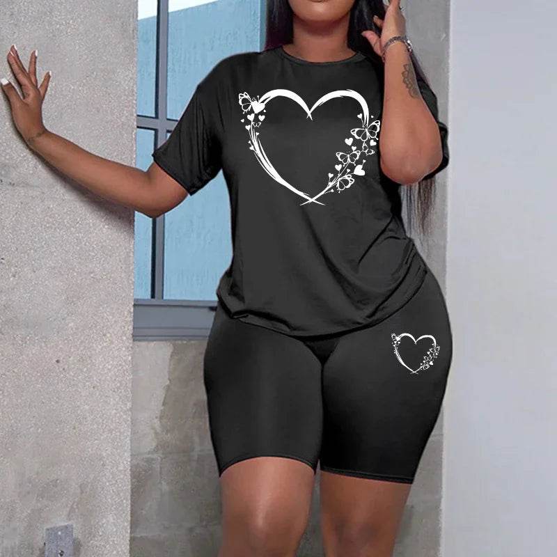 Buy Center Casual Two Piece Sets - Summer O-Neck T-Shirt & Shorts - Buy Center UK