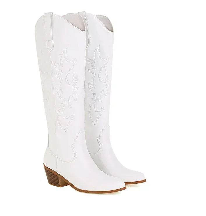 Buy Center Brown PU Leather Knee High Boots - Pointed Toe Design - Buy Center UK