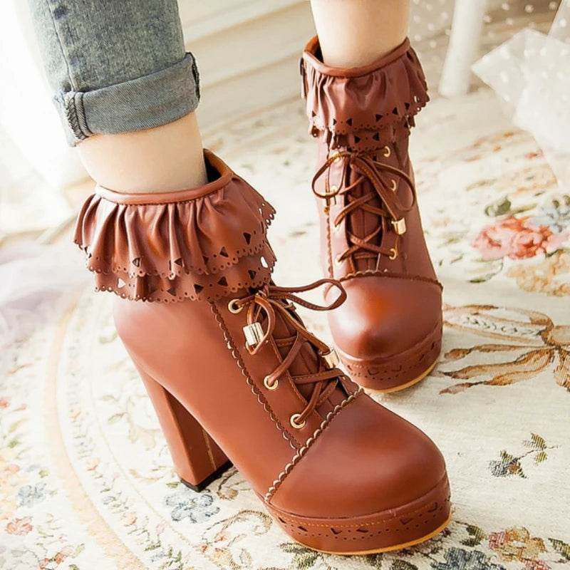 Buy Center Women's Ankle Boots - Platform Footwear in White, Black, Pink - Buy Center UK