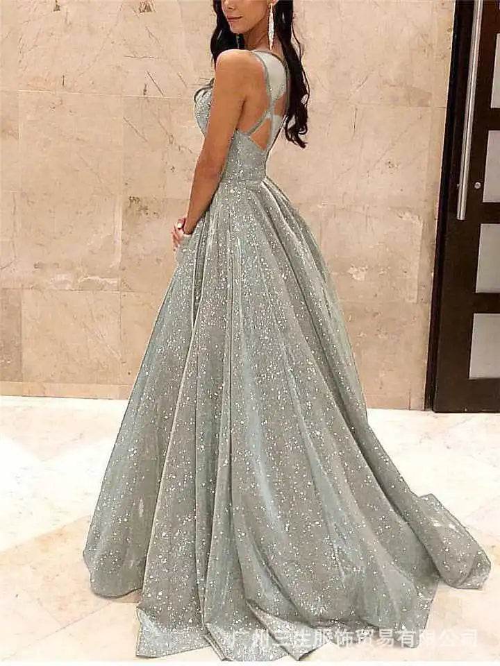 Buy Center Elegant Long Sleeveless Dress - Glowing Strap Design - Buy Center UK