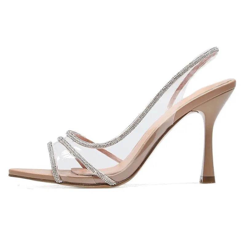 Women’s Rhinestone Slingback Pumps - Elegant High Heels for Summer - Buy Center UK