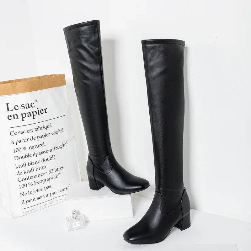 Buy Center Women's Over the Knee Boots - Thick Heels, Large Sizes - Buy Center UK