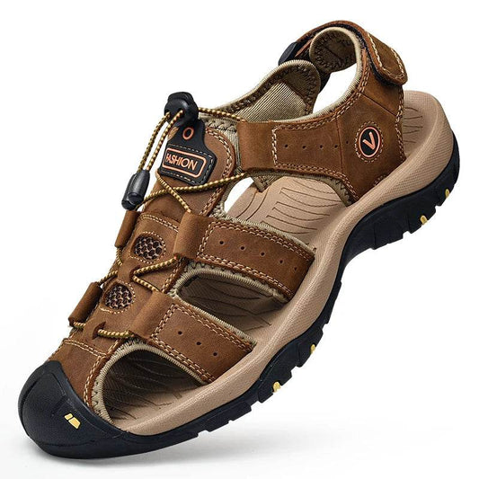 Buy Center Men's Genuine Leather Sandals - Casual Outdoor Shoes - Buy Center UK