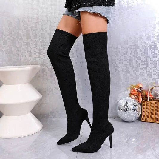Buy Center Women's Slim Heel Boots - Breathable Over-the-Knee Design - Buy Center UK