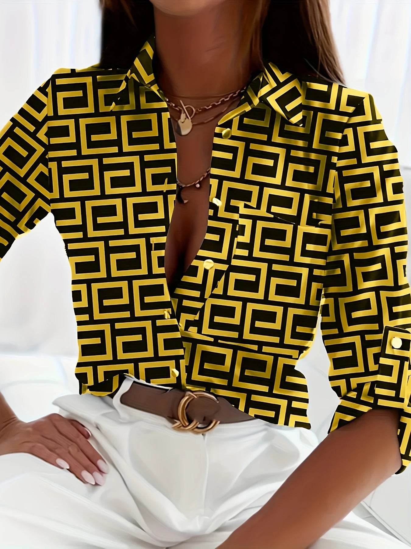 Buy Center Women's Plus Size Button Up Shirt - Retro Elegant Style - Buy Center UK