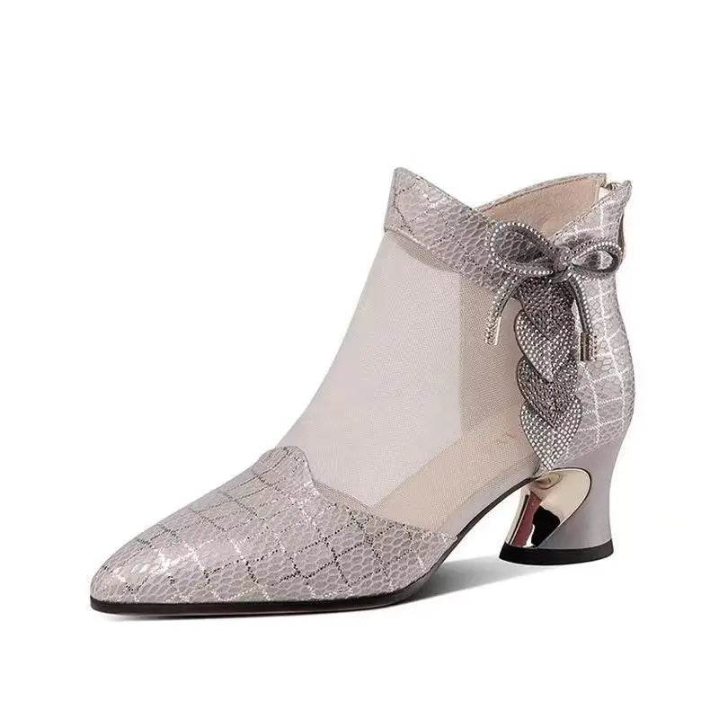 KNCOKAR Women's Hollow Mesh Sandals - Breathable Pointed Toe Heels - Buy Center UK