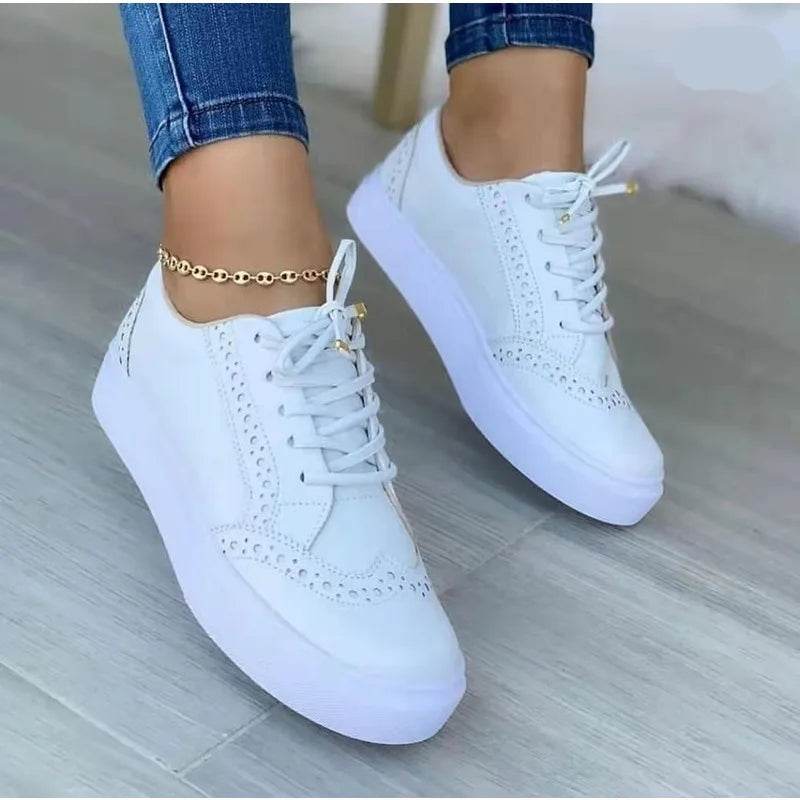 Buy Center Women’s Flat Casual Sneakers - Lace-Up Spring Fashion - Buy Center UK