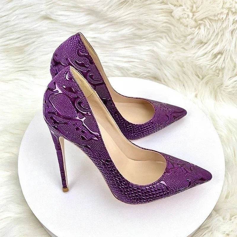 Buy Center Purple Pointy Toe High Heel Shoes - Slip-On Stiletto Pumps - Buy Center UK