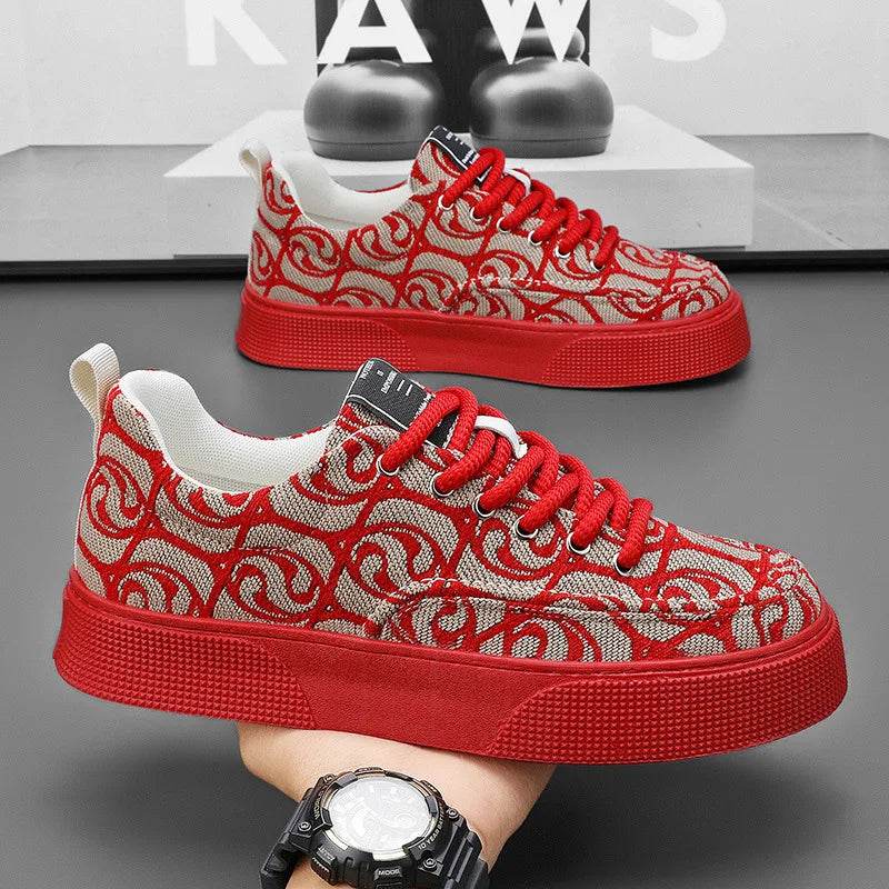 Designer Men’s Canvas Sneakers - Trendy Prints for Casual Style - Buy Center UK