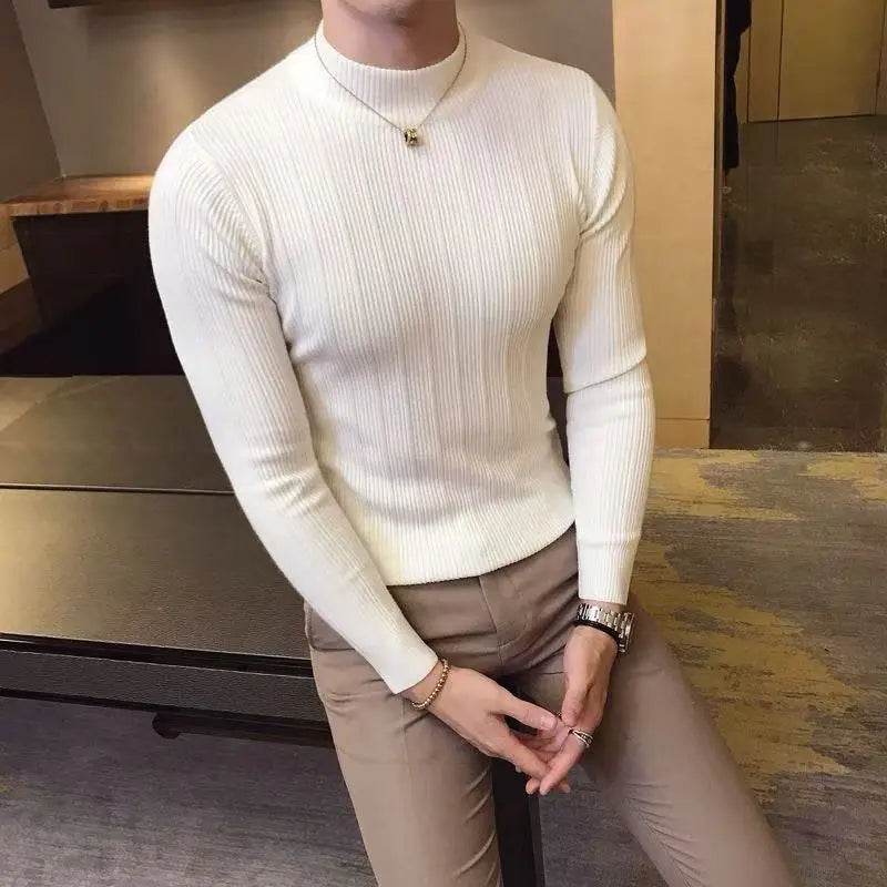 Buy Center Striped Turtleneck Sweater - Slim Fit for Men’s Style - Buy Center UK