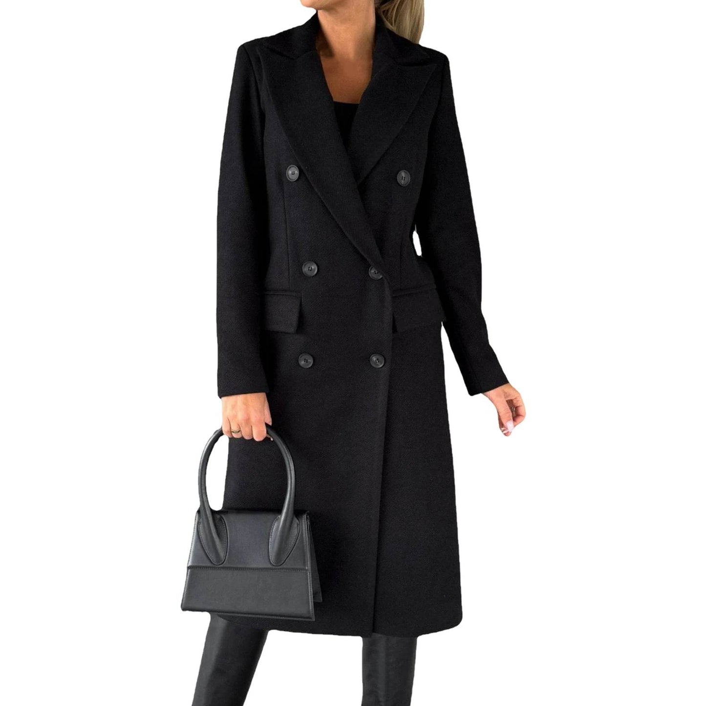 Buy Center Winter Women Overcoat - Double-Breasted Turn-Down Collar - Buy Center UK