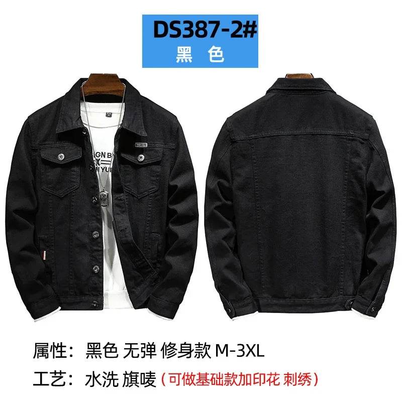Buy Center Men's Denim Jacket - Casual Turn Down Collar, Full Sleeve - Buy Center UK