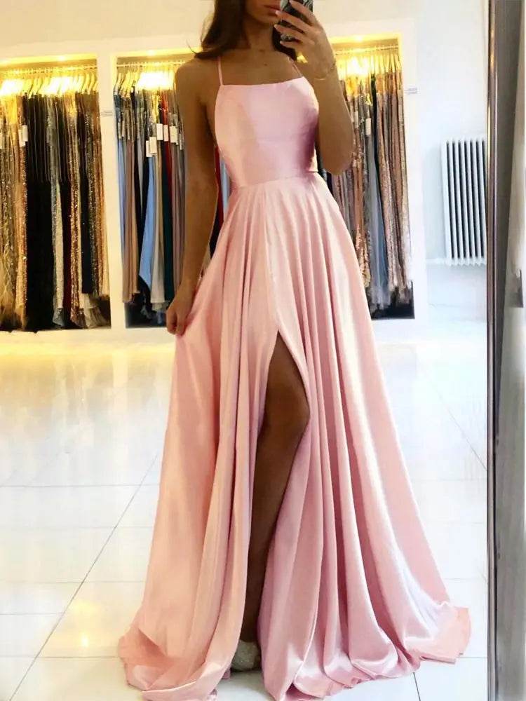 Elegant Burgundy Prom Dress 2024 - Backless Satin Maxi Gown - Buy Center UK