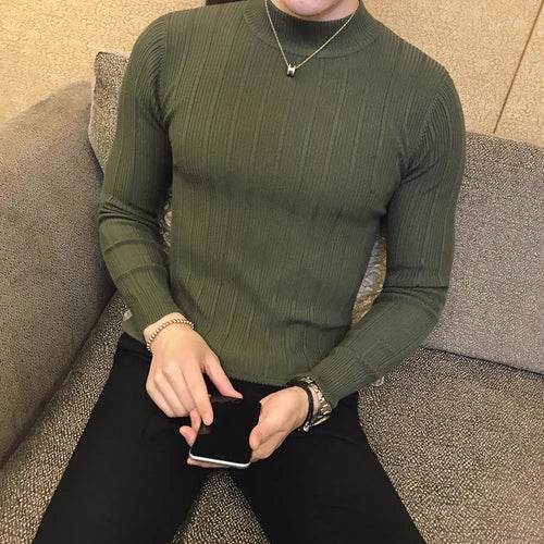 Buy Center Striped Turtleneck Sweater - Slim Fit for Men’s Style - Buy Center UK