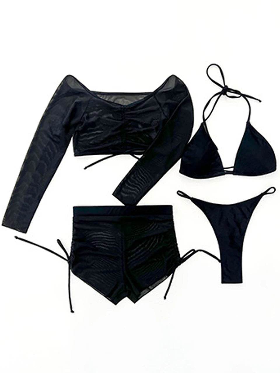 Buy Center 4 Piece Women’s Bikini - Halter Top & Drawstring Shorts - Buy Center UK