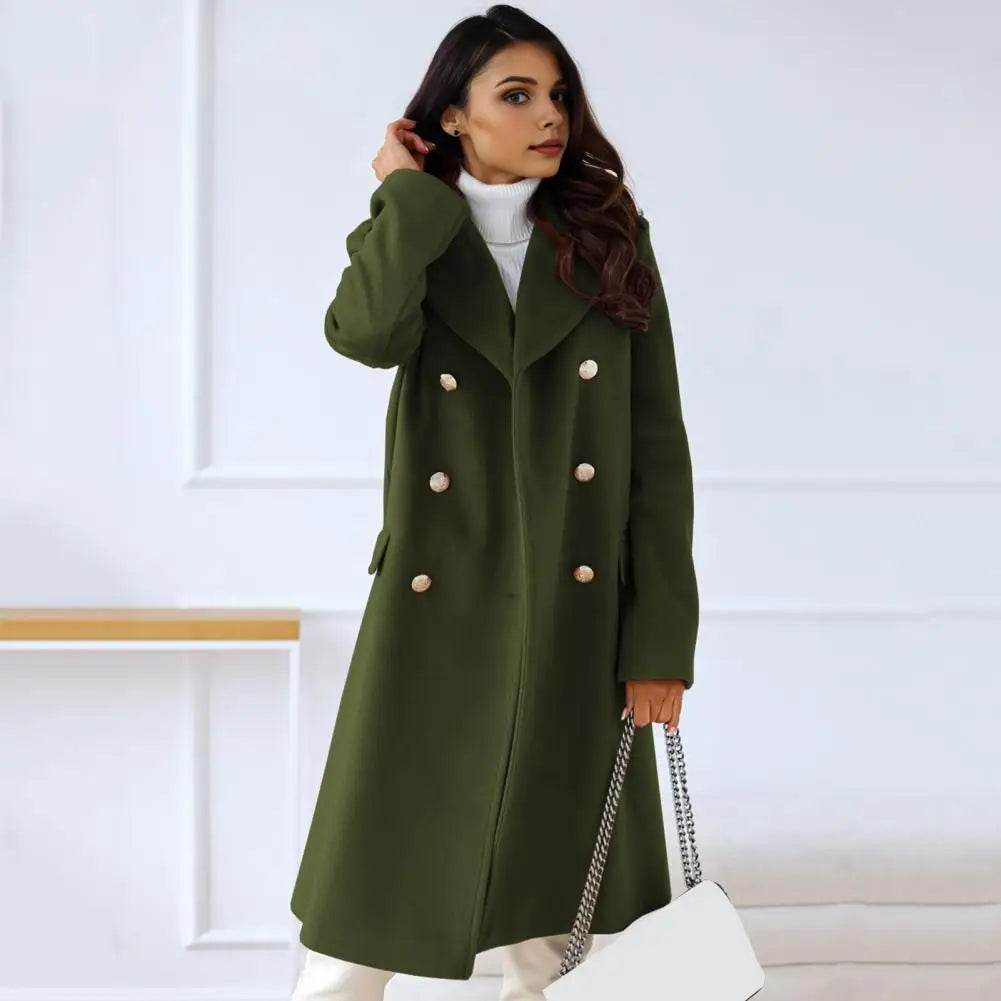 Buy Center Winter Women Overcoat - Double-Breasted Turn-Down Collar - Buy Center UK