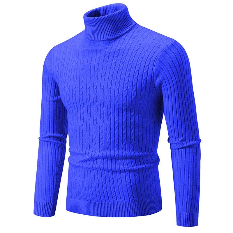 New Autumn Men's Jacquard Sweater - Cozy High Neck Turtleneck Pullover - Buy Center UK