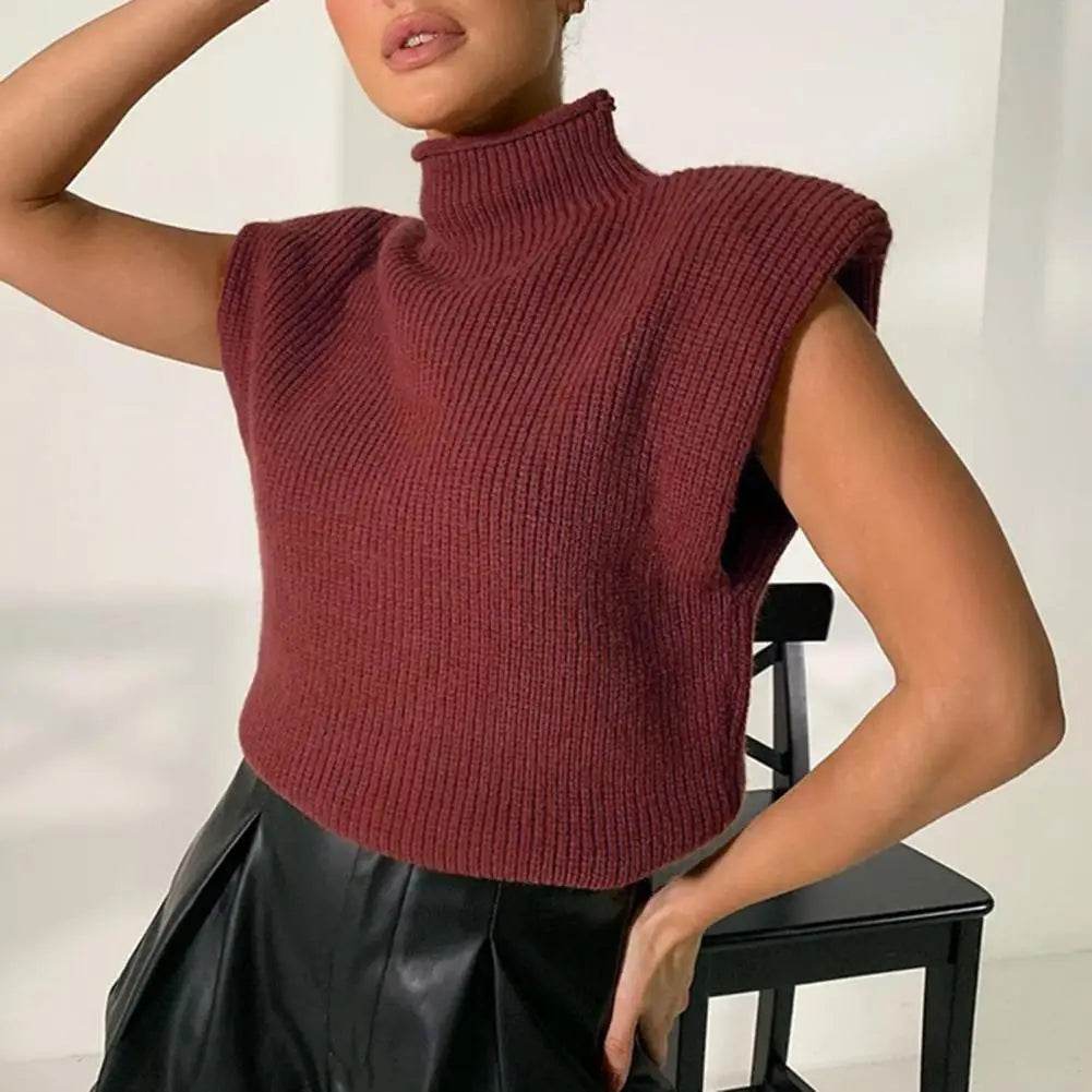 Buy Center Women's Sleeveless Vest Sweater - Warm Turtleneck Pullover - Buy Center UK