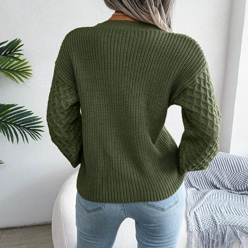 Buy Center Women’s Casual Knitted Pullover - Lantern Long Sleeve 2023 - Buy Center UK