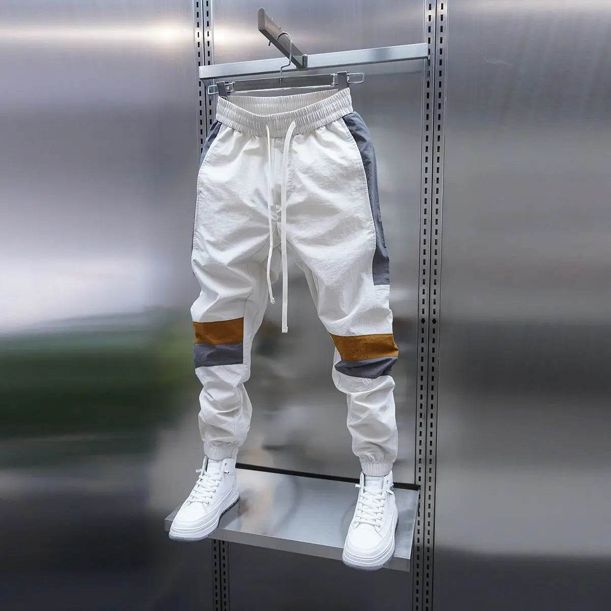 Buy Center Men's Patchwork Jogger Pants - Slim Fit, Elastic Waist - Buy Center UK