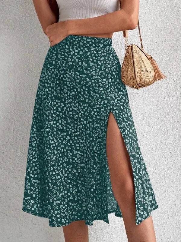 Buy Center Women's Floral A-Line Skirt - Versatile Zipper Design - Buy Center UK